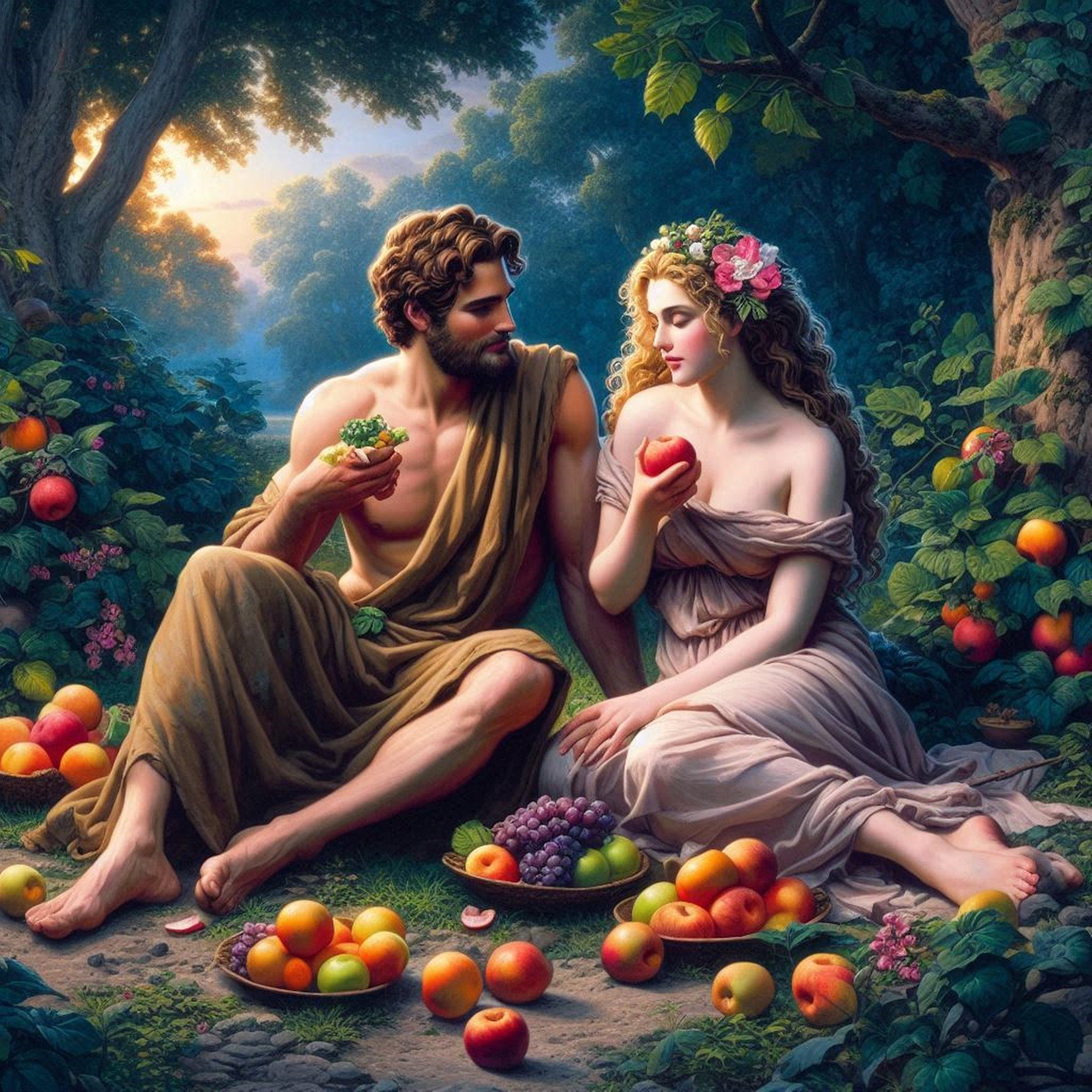 Adam and Eve were the first humans created by God. They lived in the Garden of Eden