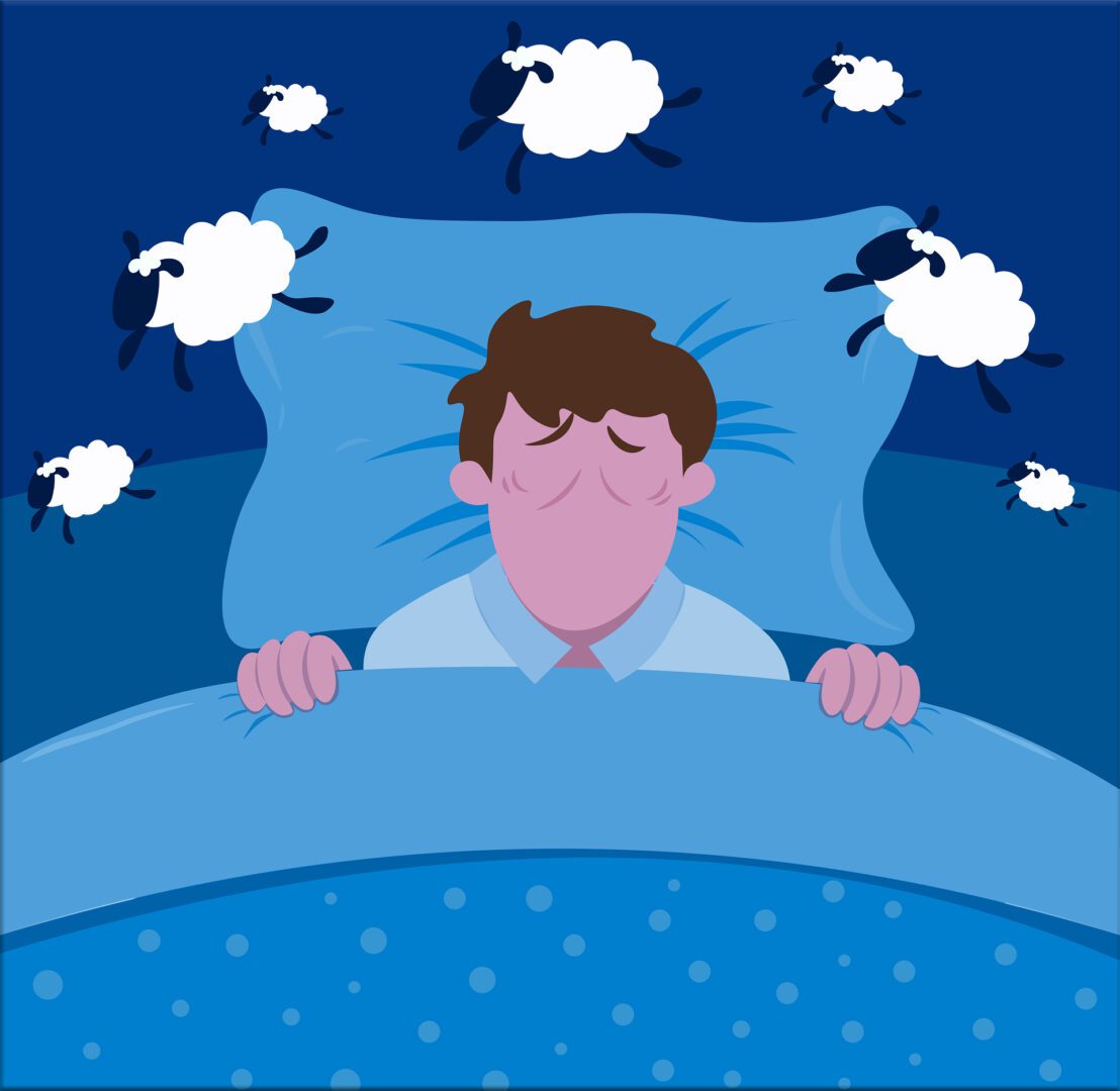 Visual reference trying to sleep counting sheep.